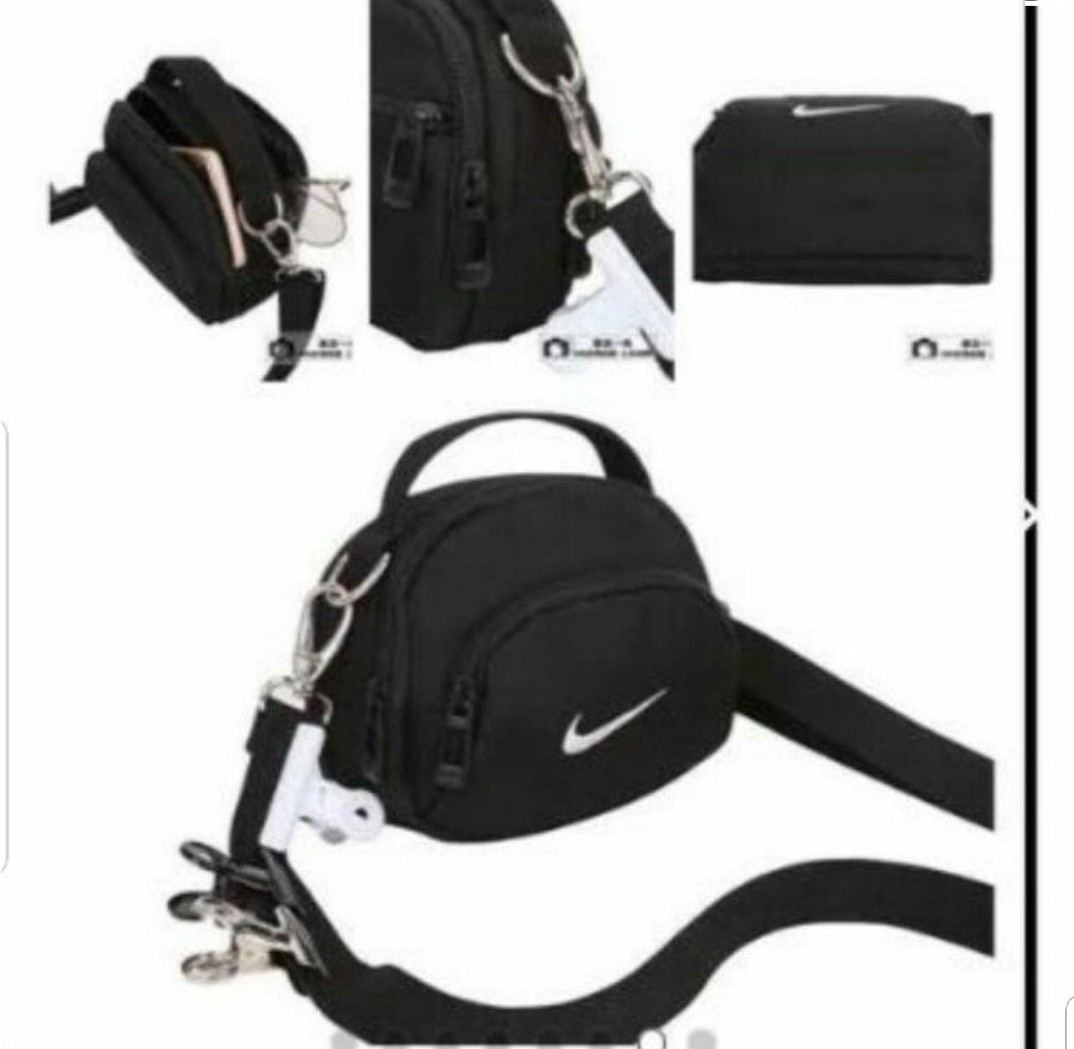 black nike bag with white tick