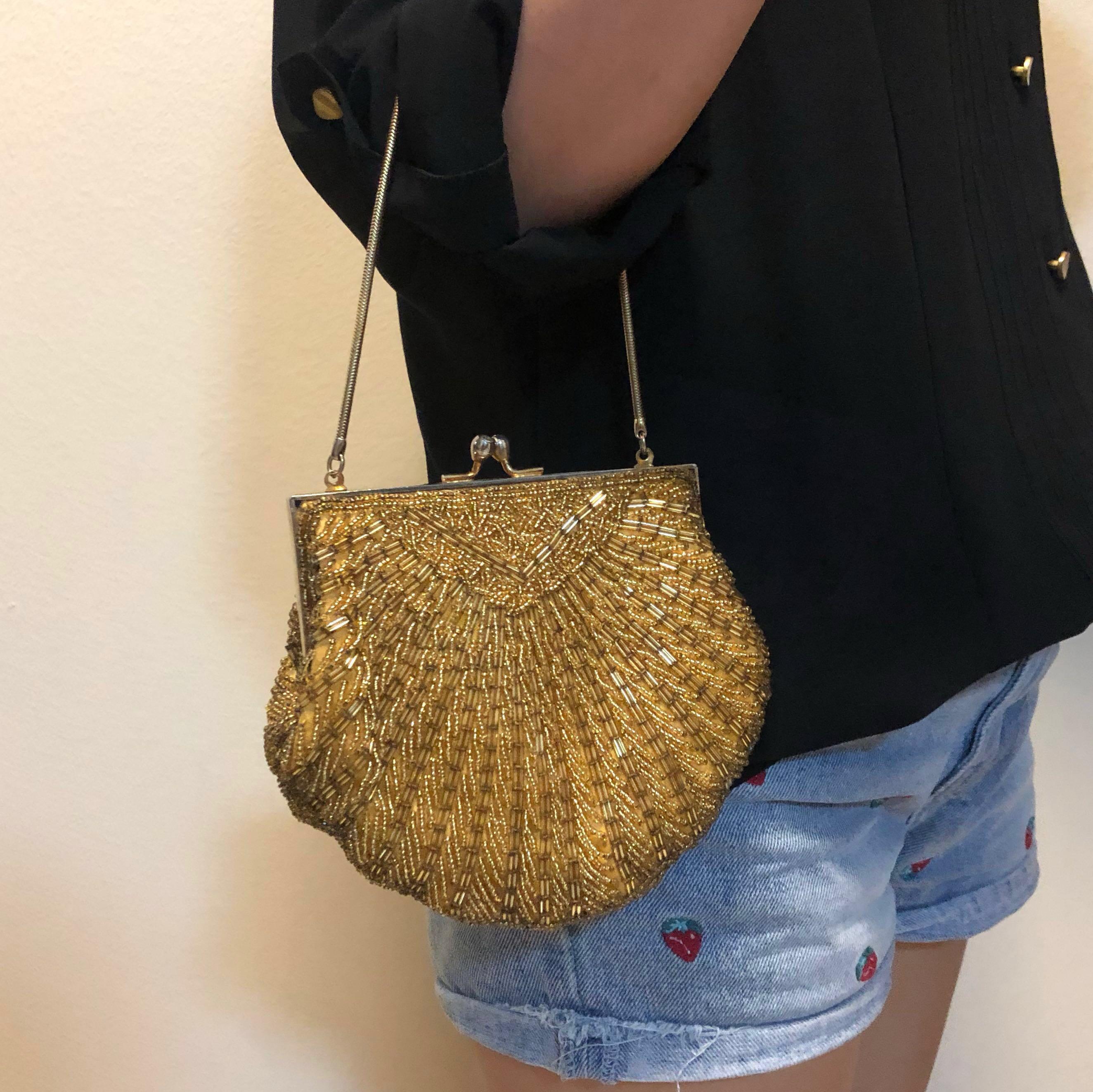 vintage gold clutch bag