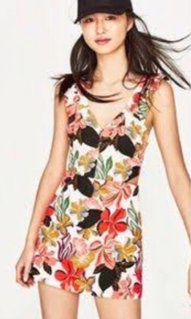 zara floral jumpsuit dress