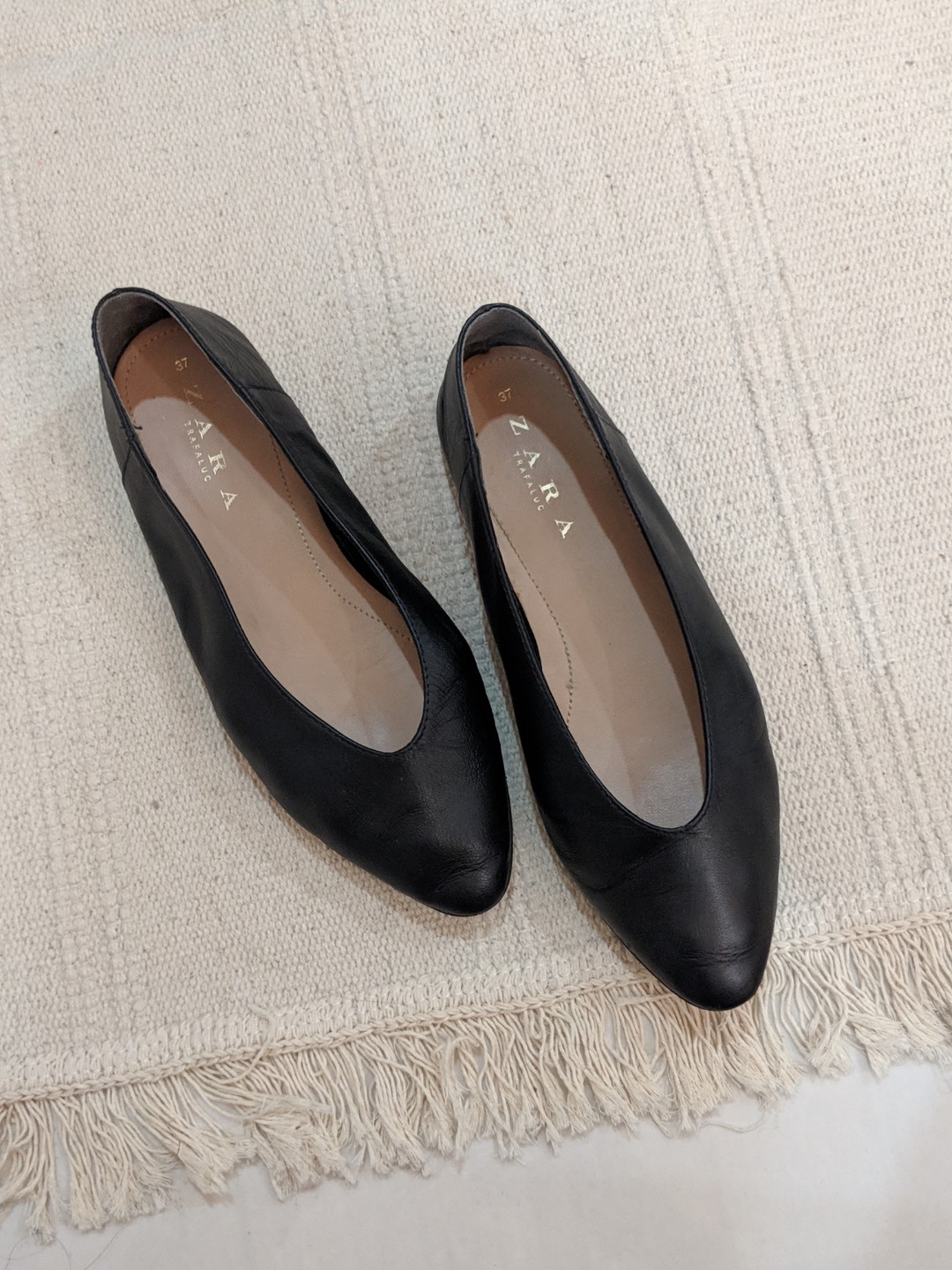 zara leather ballet flats