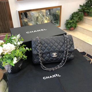 authentic pre-loved chanel medium caviar leather double flap bag
