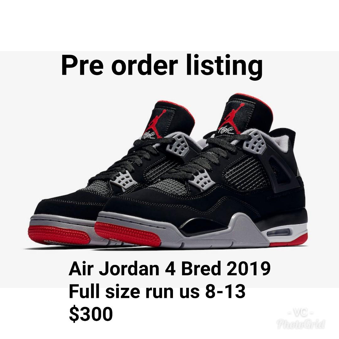 pre order jordan 4 bred
