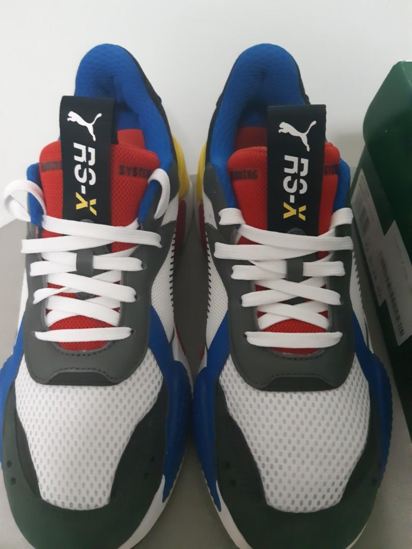 Authentic PUMA RS X toys running system white royal blue blazing red