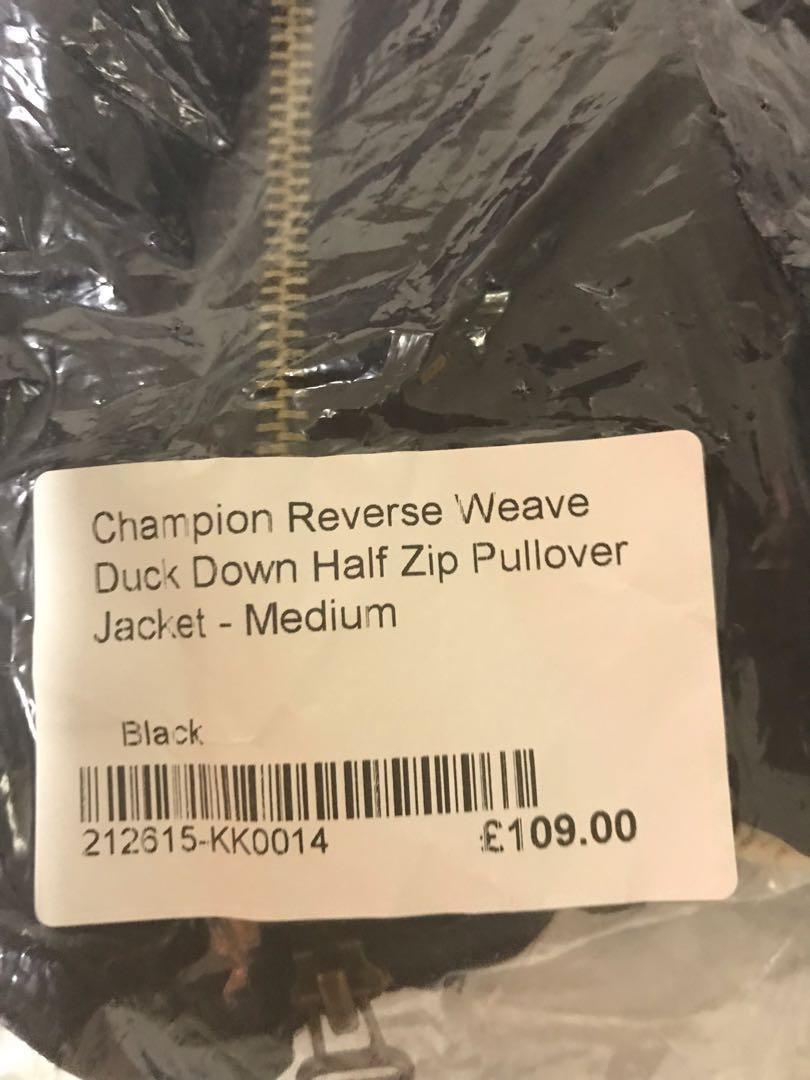 champion reverse weave duck down half zip pullover jacket