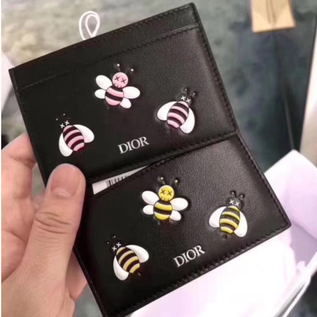 dior x kaws black card holder with yellow bees