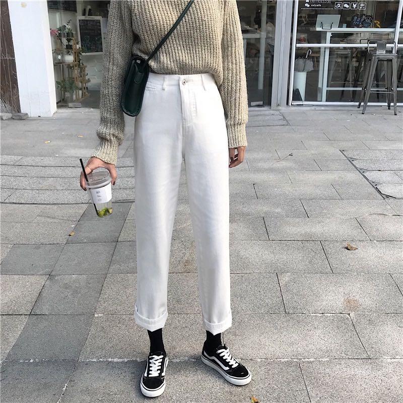 white straight jeans