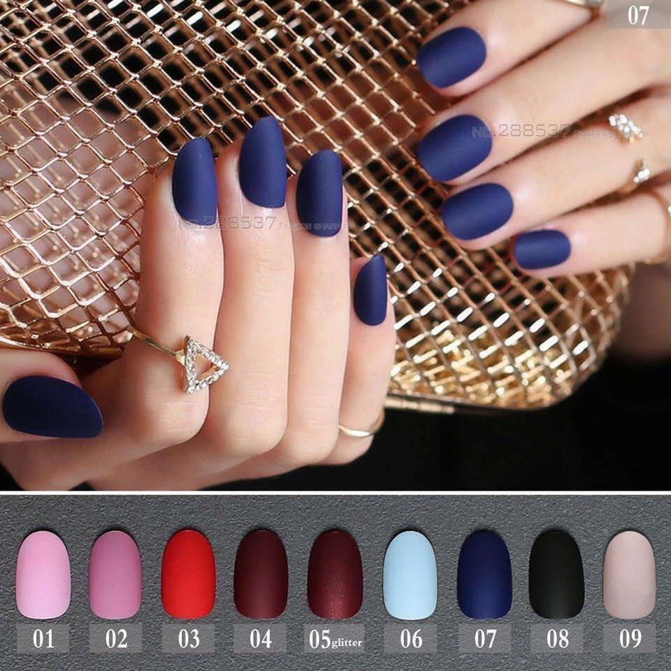 Matt Color Short Round Press On Nails 24s Beauty Personal Care Hands Nails On Carousell