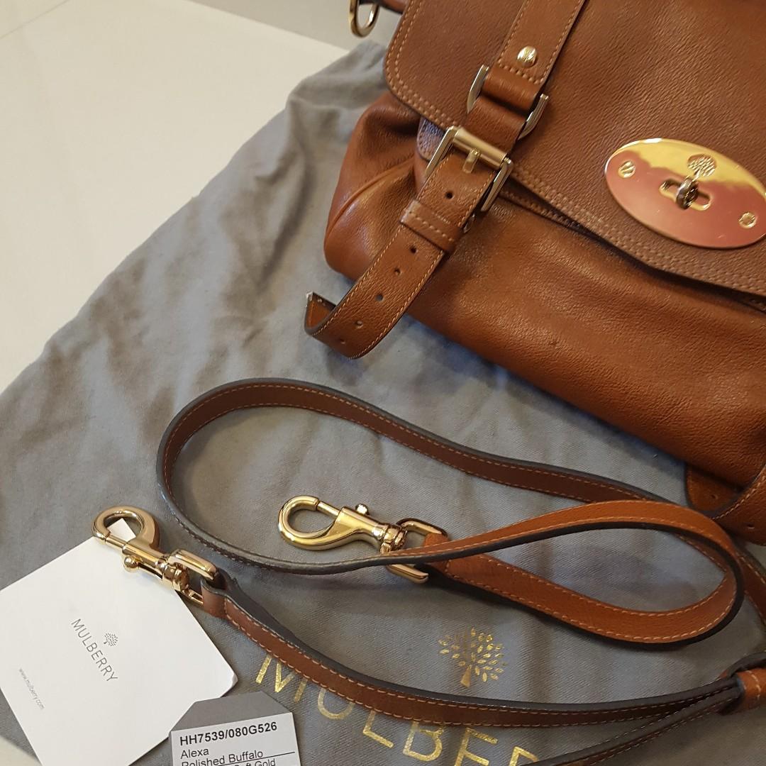 MULBERRY Alexa Satchel Polished Buffalo Dark Brown Soft Leather Shoulder Bag