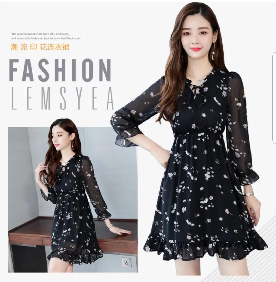 [New Instock] Korean Ulzzang Style Black Floral Dress / Lace Dress ...