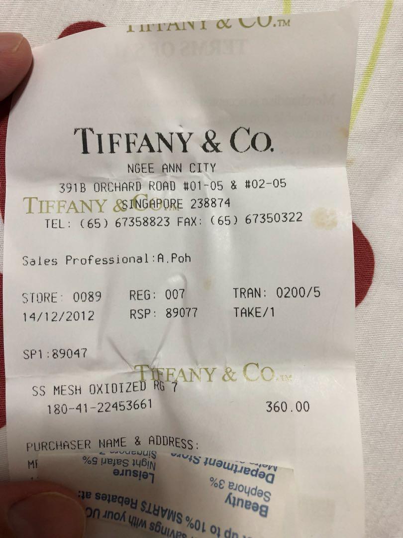 tiffany and co receipt
