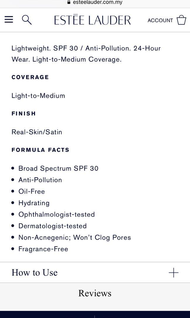 Original Estee Lauder Double Wear Foundation (Code 2W1 Dawn), Beauty