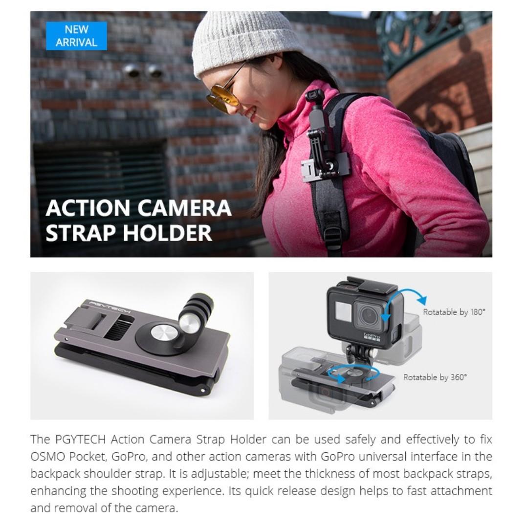 PGYTECH 360 Bag Strap Holder Clip Clamp Mount for GoPro HERO 10 9