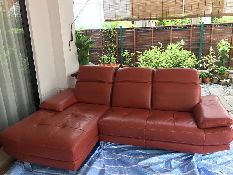 Redwood Leather 3seater Sofa, Furniture & Home Living, Furniture, Sofas on Carousell