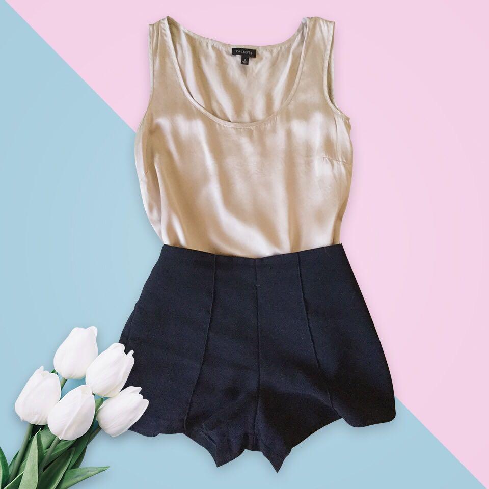 gold satin tank top