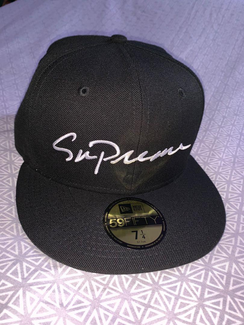 帽子supreme classic script NewEra black 71/4 - キャップ