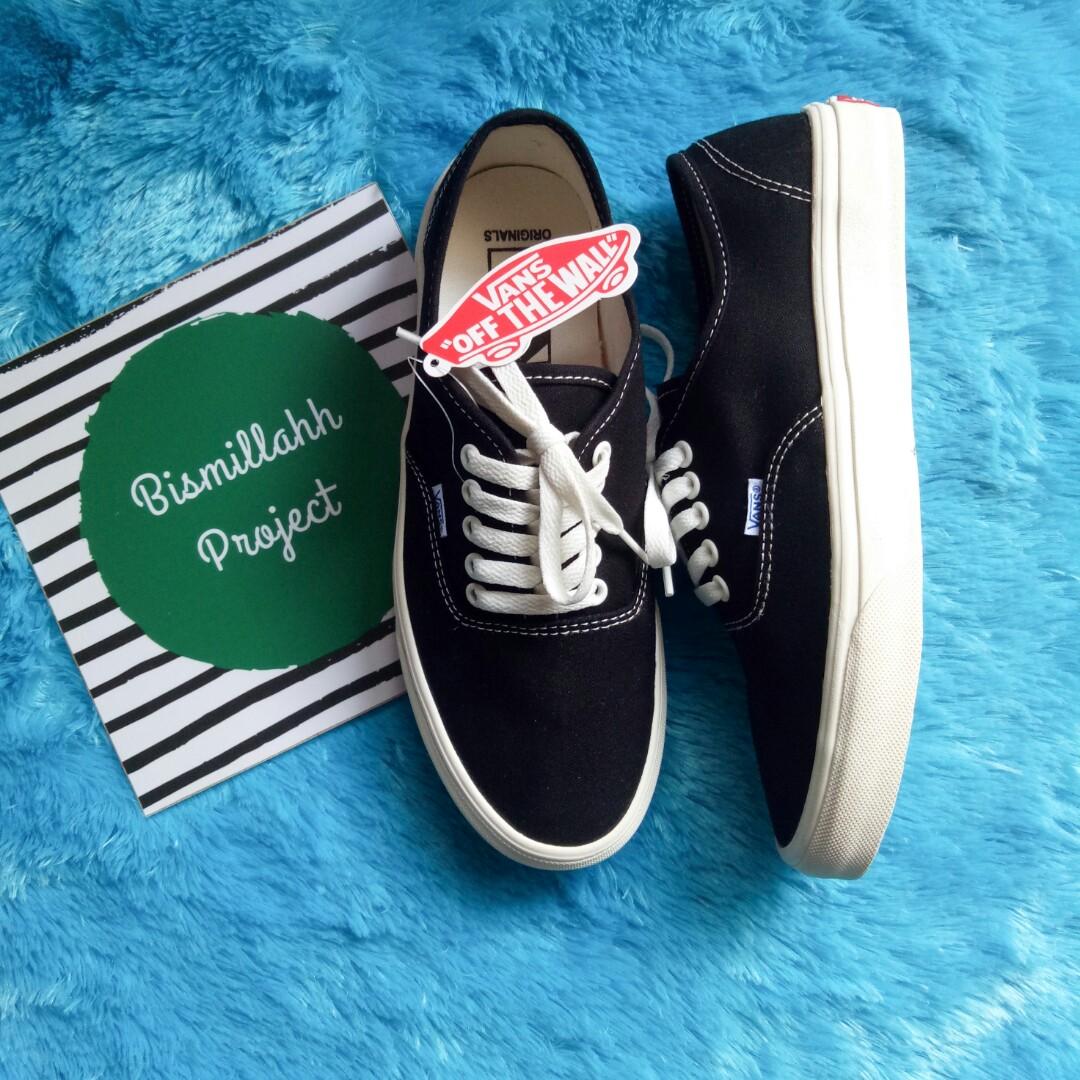 VANS AUTHENTIC OG BLACK IVORY PREMIUM Fesyen Pria Sepatu