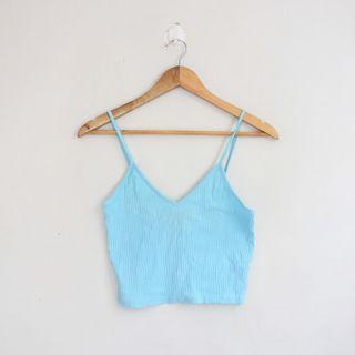 TOPSHOP Light Blue Spaghetti Strap Cropped Top