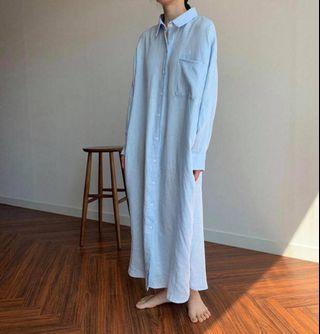 Dogoose 棉麻 淺藍長版襯 studiodoe 92pleats soulsis cover.com