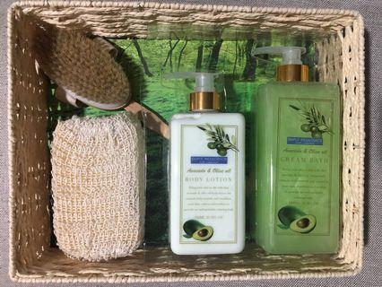 1L Body Lotion and Cream Bath Gift Set with free GIFT BASKET