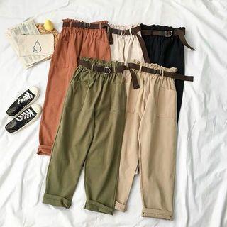 99%new 卡其色闊腳褲 連腰帶
