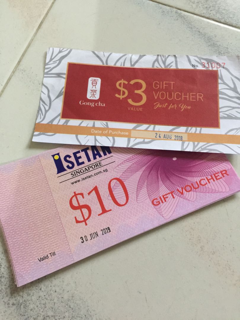 50 Isetan Vouchers 3 Gong Cha Voucher Entertainment Gift Cards Vouchers On Carousell
