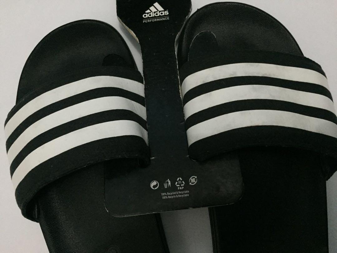Adidas Adilette Cloudfoam Ultra Stripes Slide Sandal, Women's Fashion