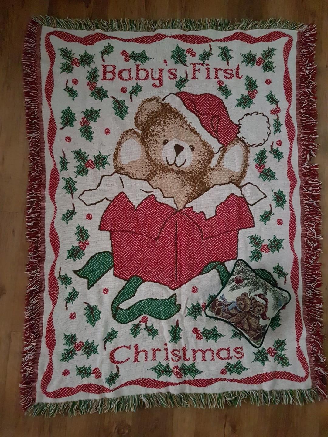 baby's first christmas blanket