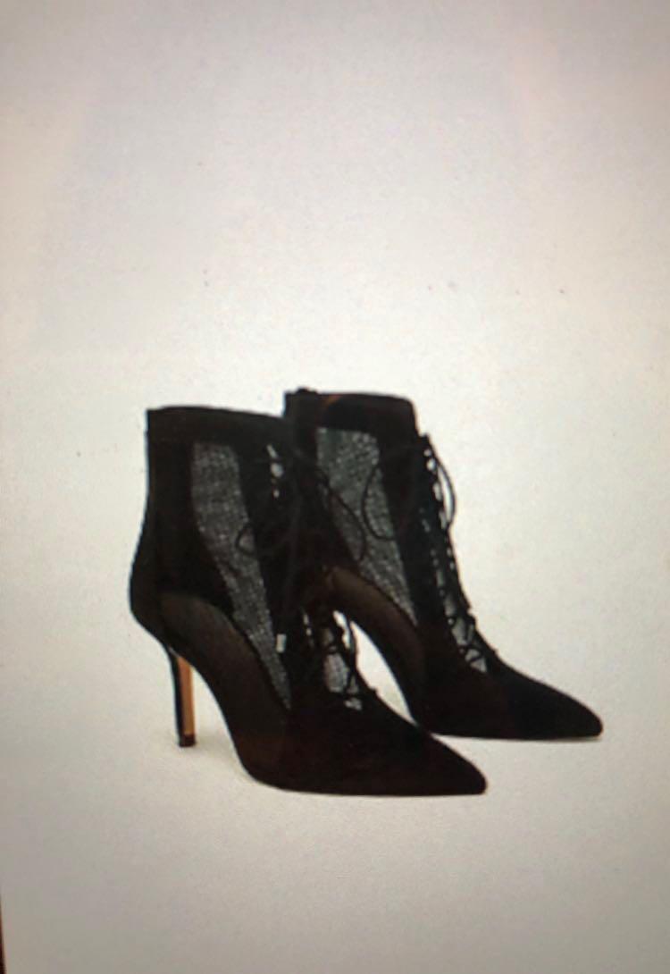 Black Mesh lace up stiletto suede ankle 