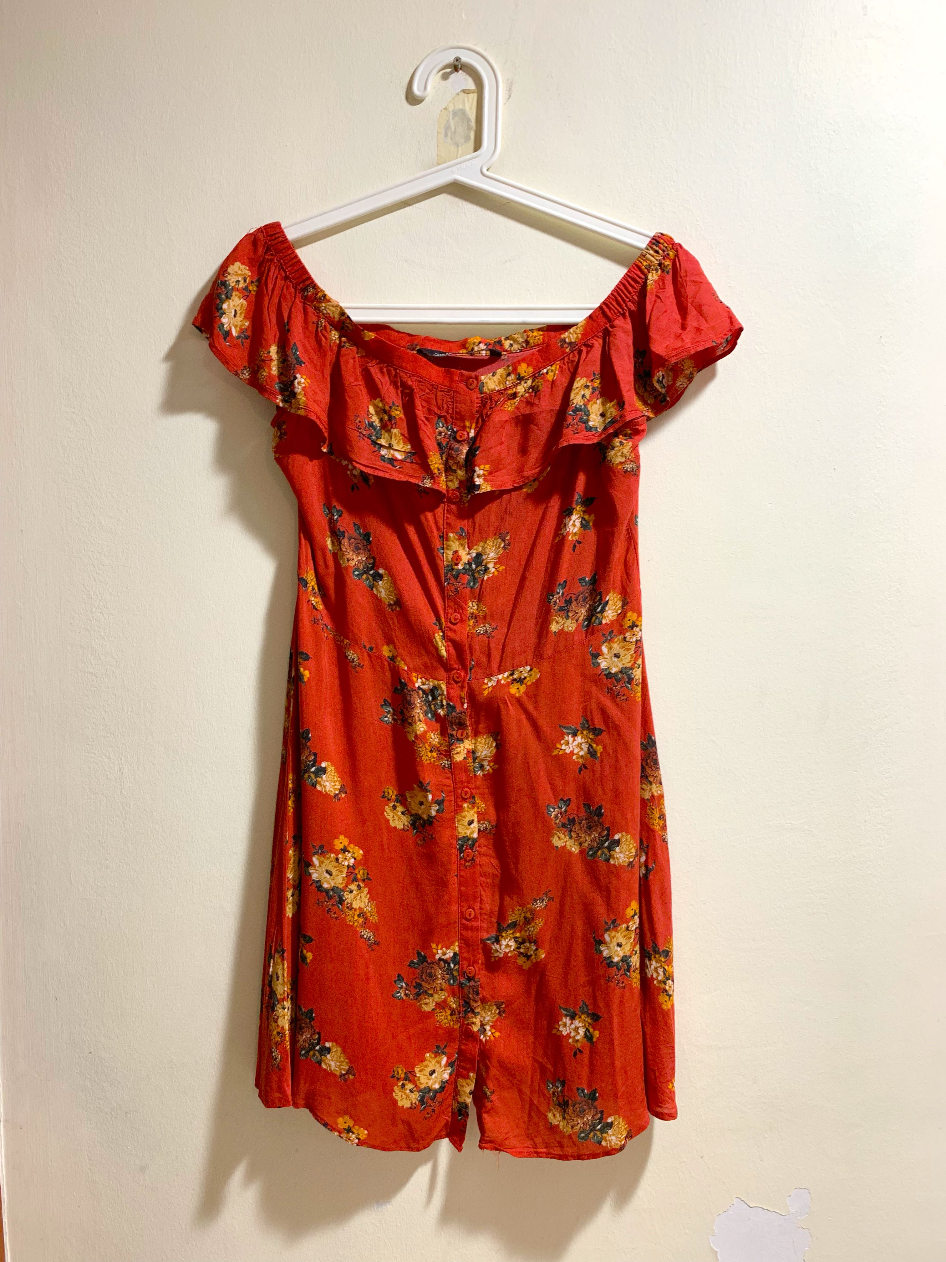 zara orange linen dress