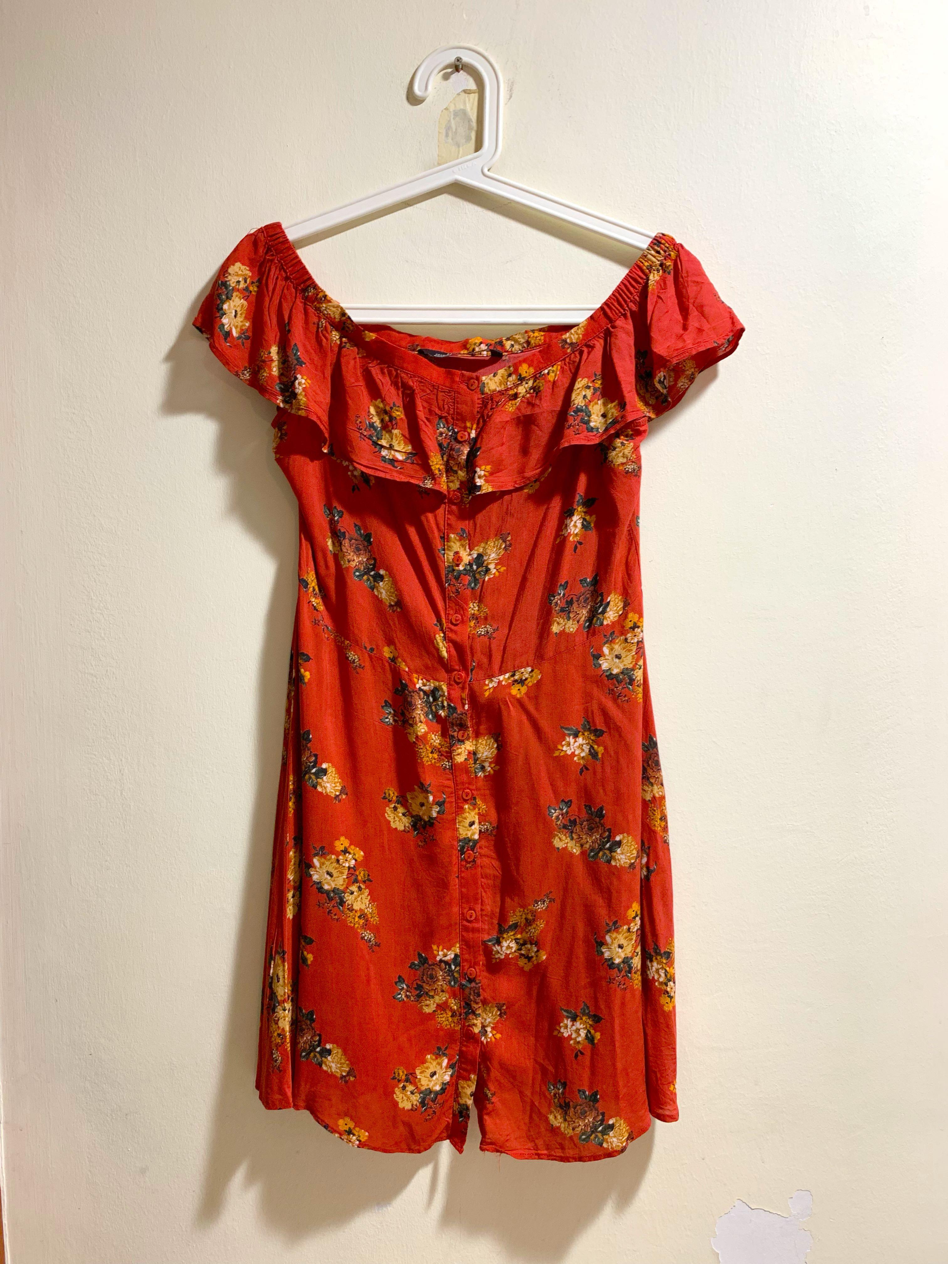 zara off the shoulder floral dress