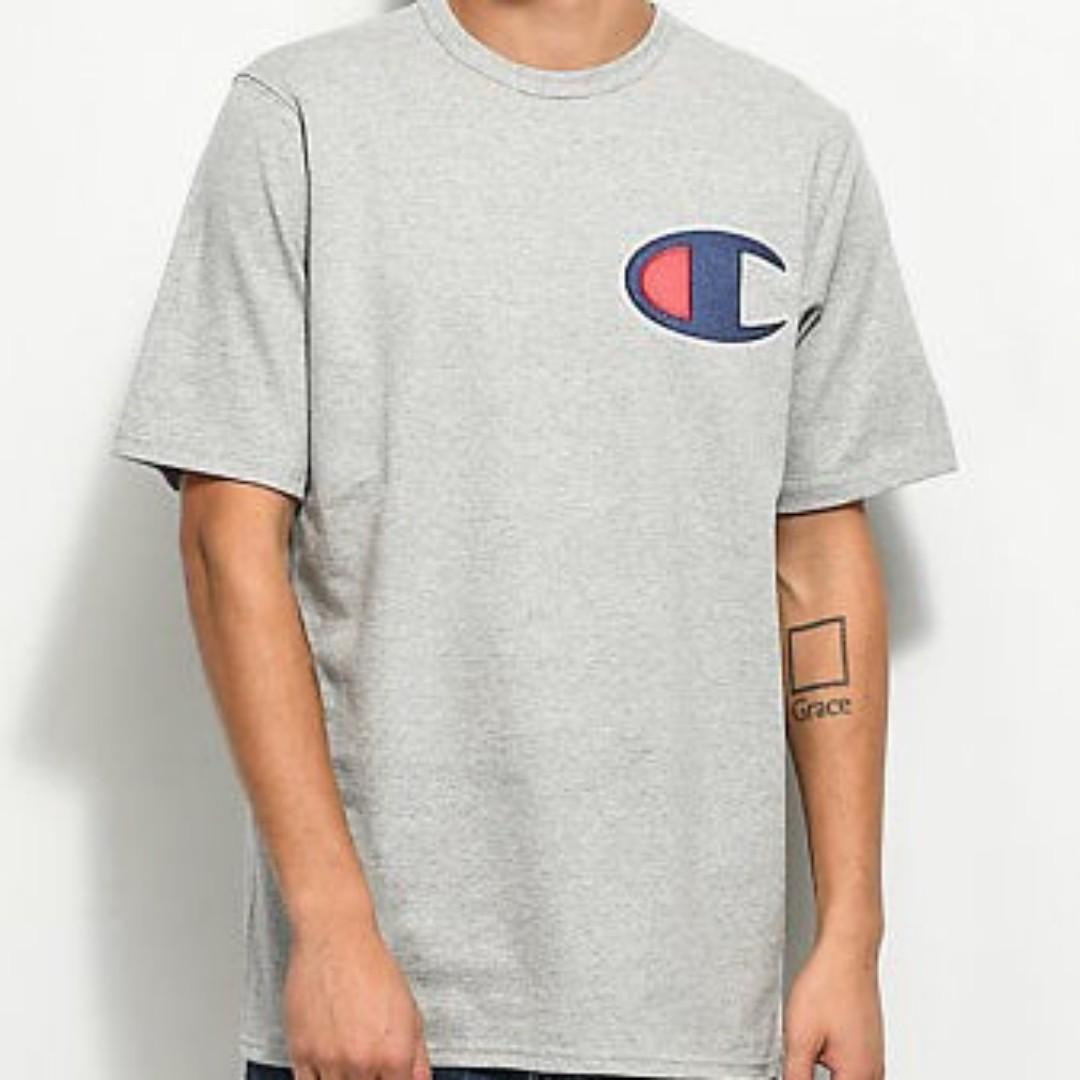 Champion large logo t shirt sale