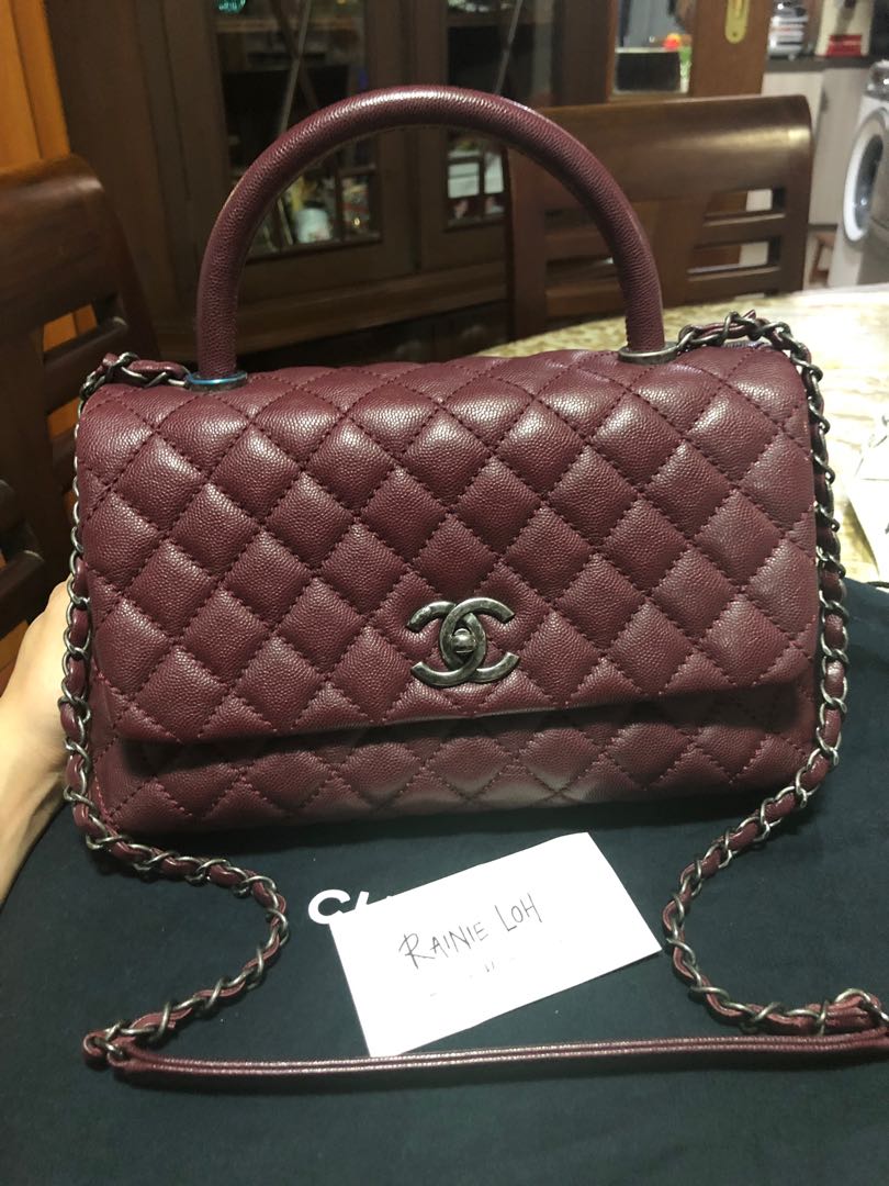 chanel burgundy coco handle