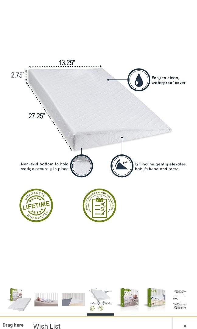 Dexbaby universal crib wedge and baby mattress incline