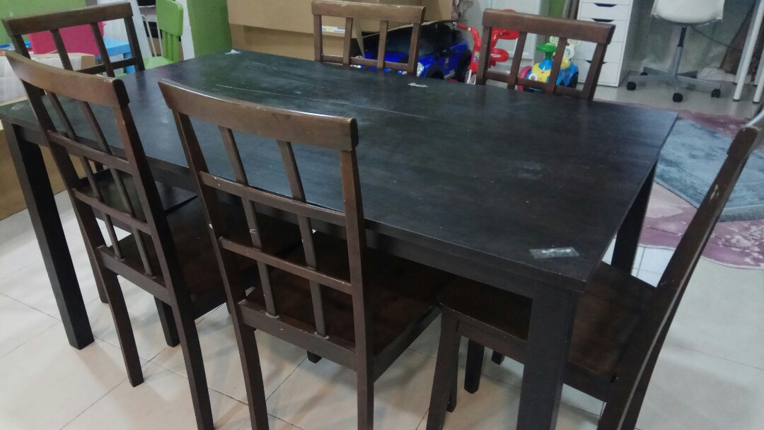 Dining Table (Preloved), Furniture & Home Living, Furniture, Chairs on