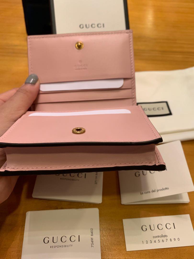 Gucci Signature Card Case With Cat Wallet Luxury Bags