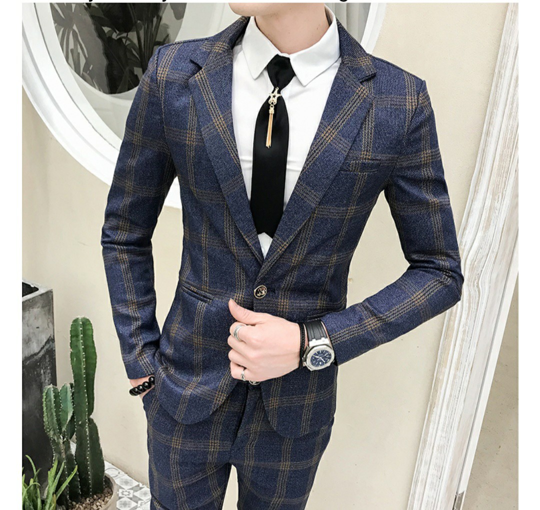 Checkered deals wedding suit