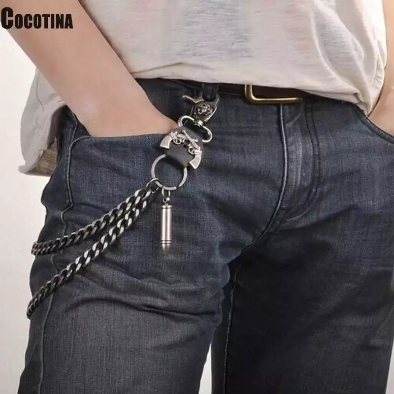 Punk Hipster Double Layered Chains With Lock for Pants Jeans -  Hong  Kong
