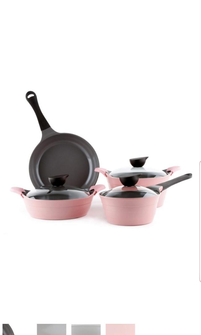 Neoflam Eela 7 Piece Ceramic Nonstick Cookware Cooking Kitchen Pot Pan Wok Saucepan Set In Pink Home Appliances Kitchenware On Carousell