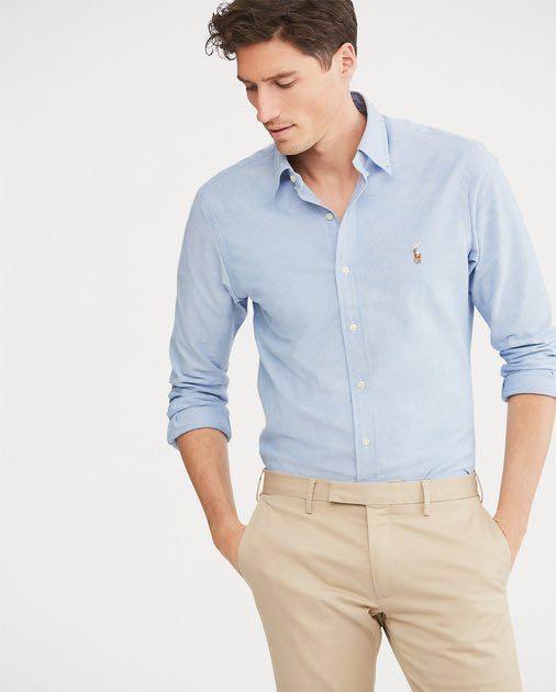 Ralph lauren slim fit oxford shirt blue new arrivals