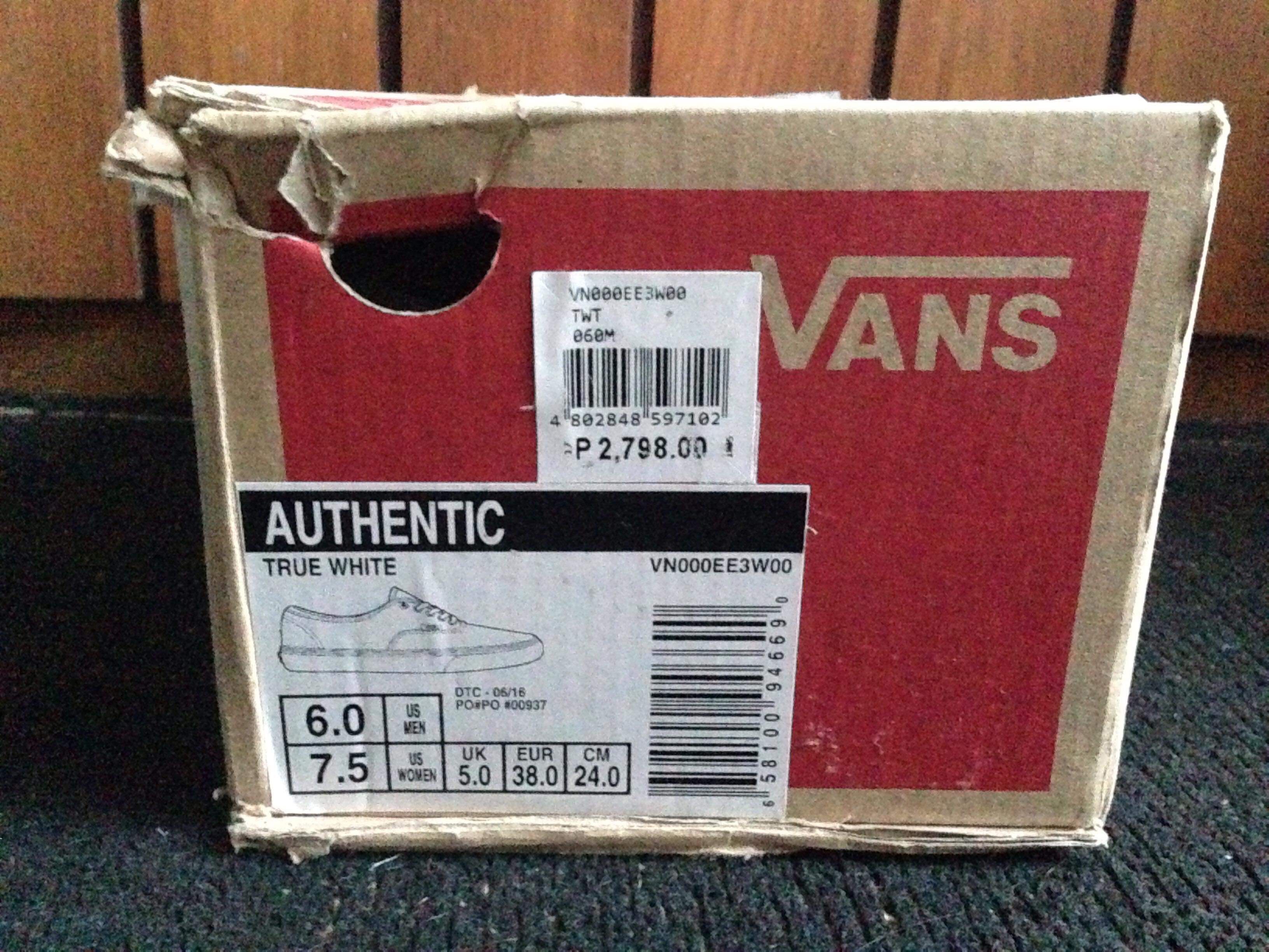 vans size label