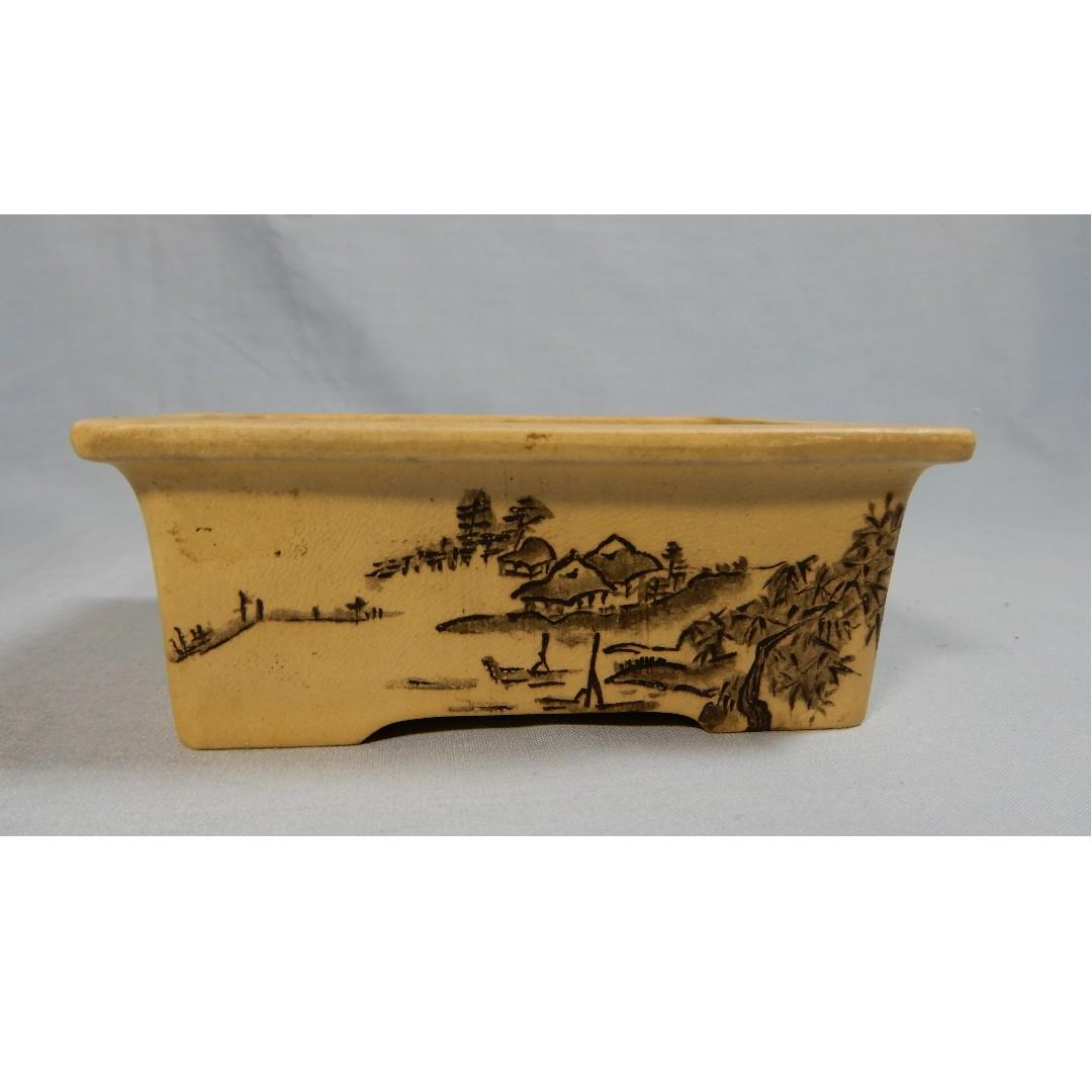 Vintage Japanese Bonsai Pot By Bunzan Hand Painted Village Ink Signed Mid 1900s Gardening Pots Planters On Carousell