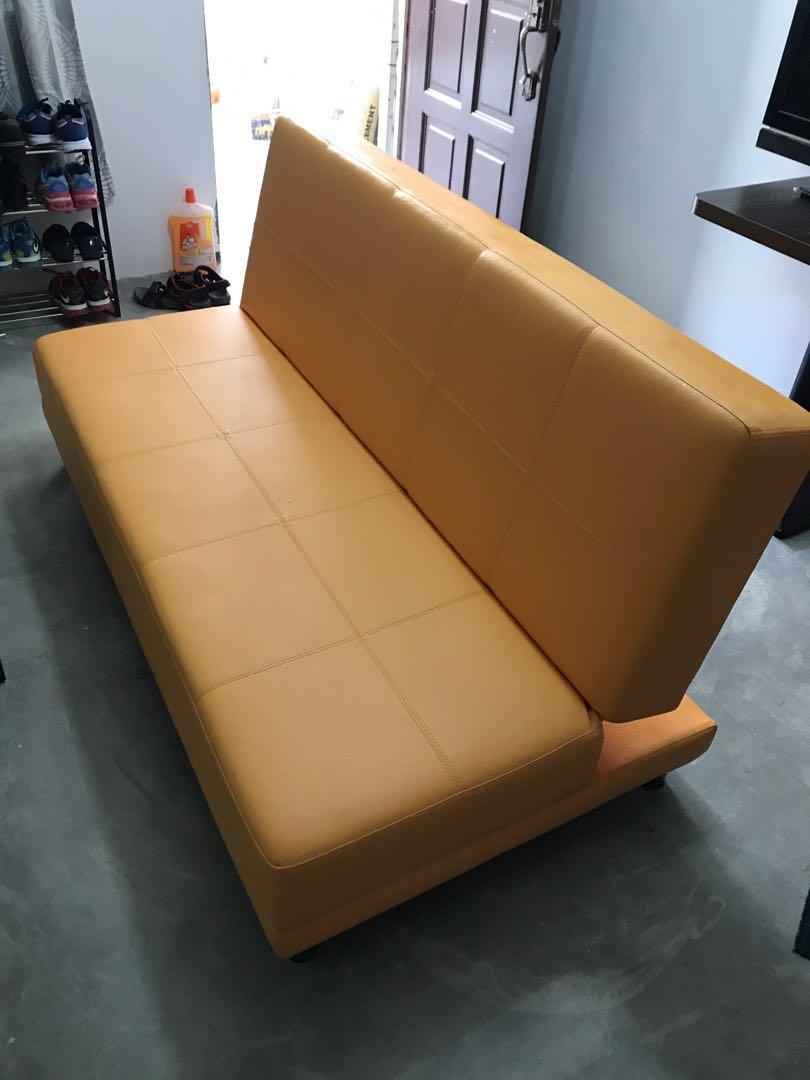 Yellow sofa bed, Furniture & Home Living, Furniture, Sofas on Carousell