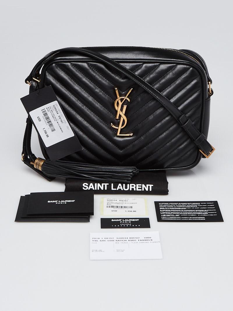 Yves Saint Laurent Lou Chevron Leather Camera Crossbody Bag Black