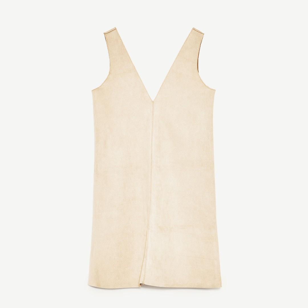 Zara Suede Effect Dress in Beige