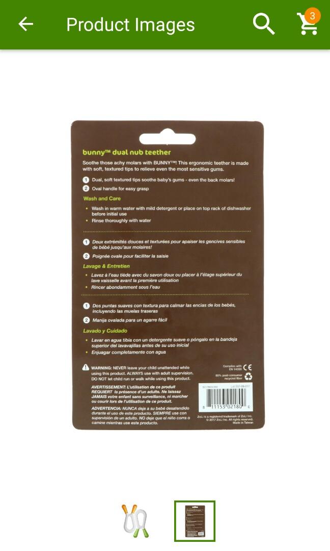 Zoli bunny dual cheap nub teether