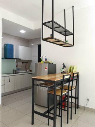 Bar Table Set with Hanging Shelve