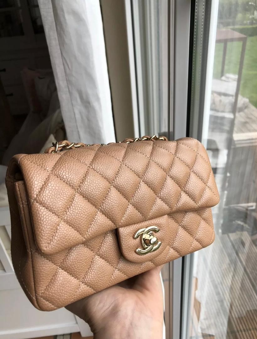 Authentic 18S Chanel mini Rectangular Beige Caviar ghw, Luxury, Bags &  Wallets on Carousell