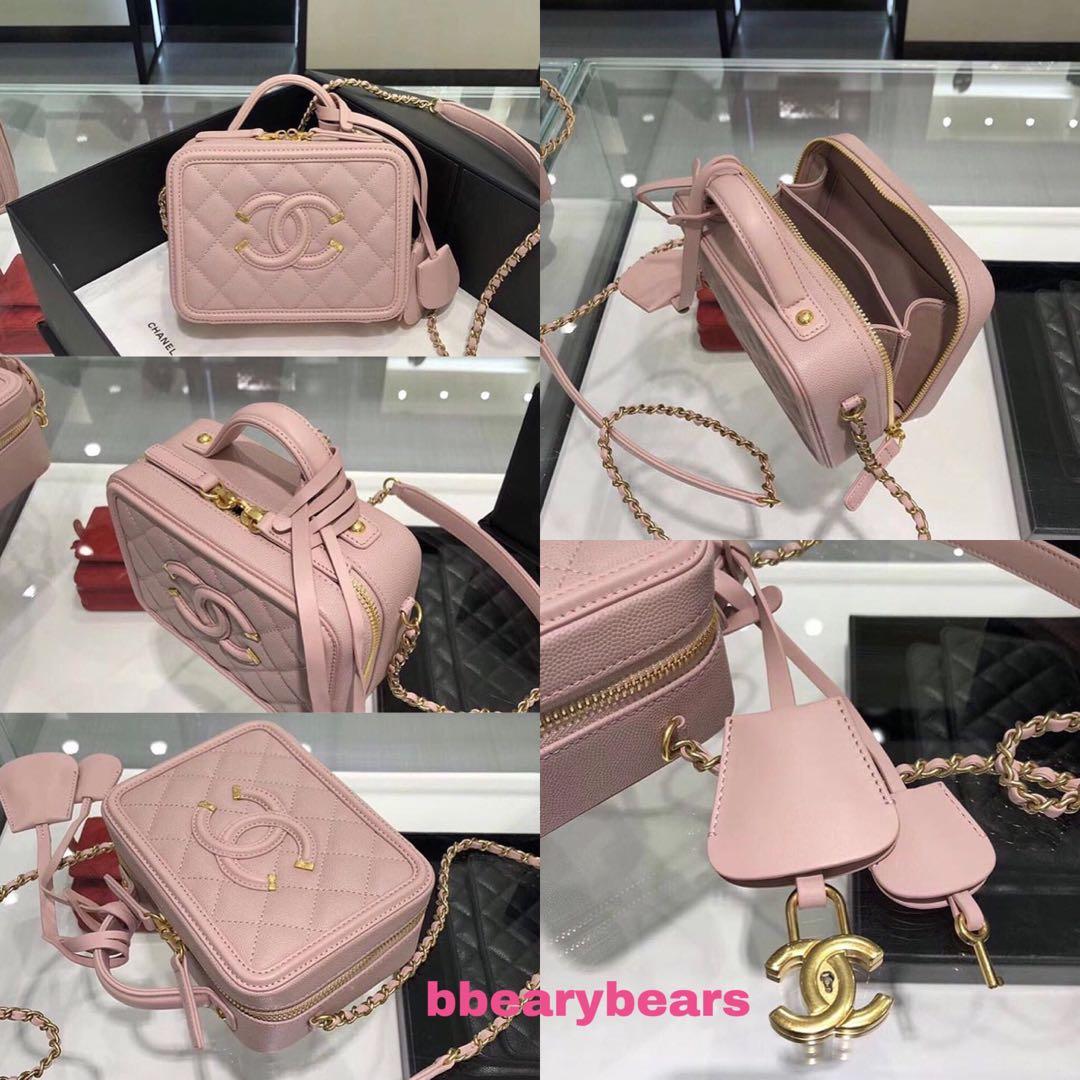 chanel pink vanity case