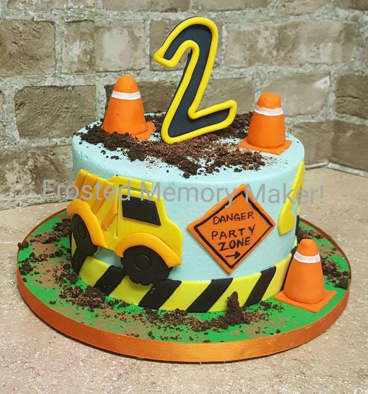 Construction Excavator Cake With Bricks
