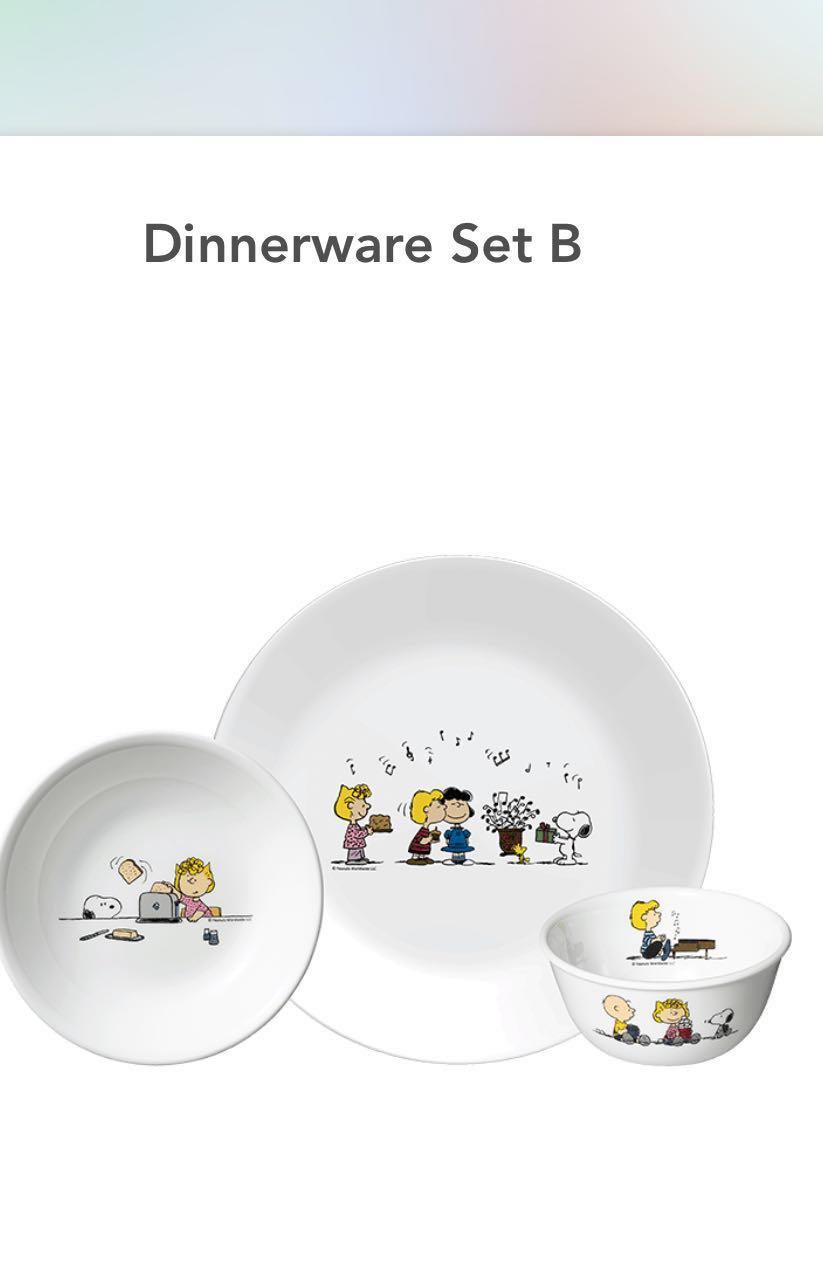 Corelle dinnerware set snoopy, Furniture & Home Living, Kitchenware ...